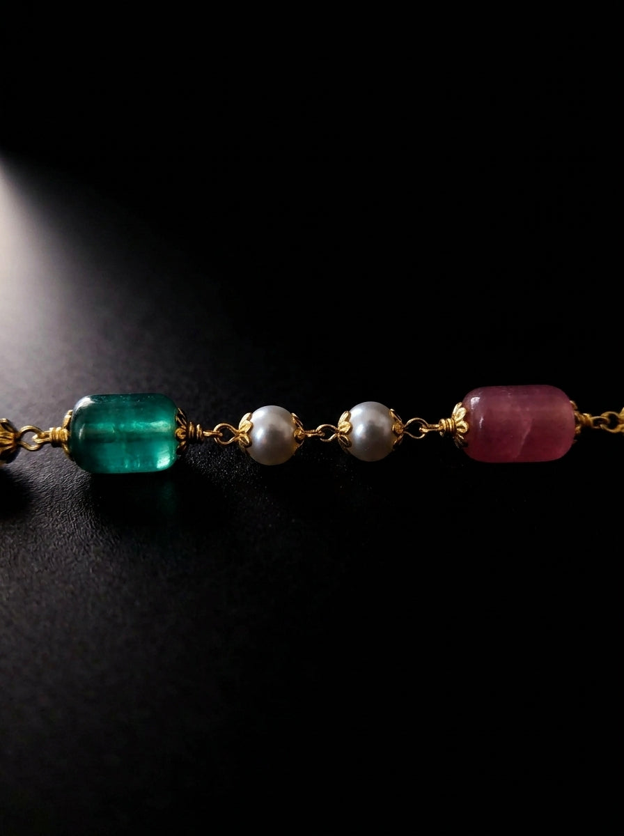 Beautiful Monalisa Stone Mala With Pearls