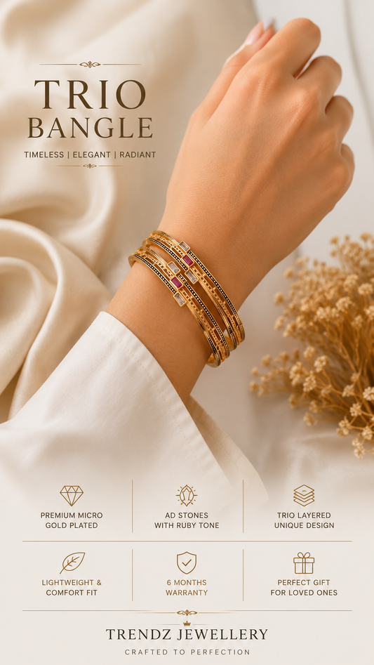 Micro Gold Plated Square Shape Bangles for Women | White AD & Ruby Stone Bangles Set