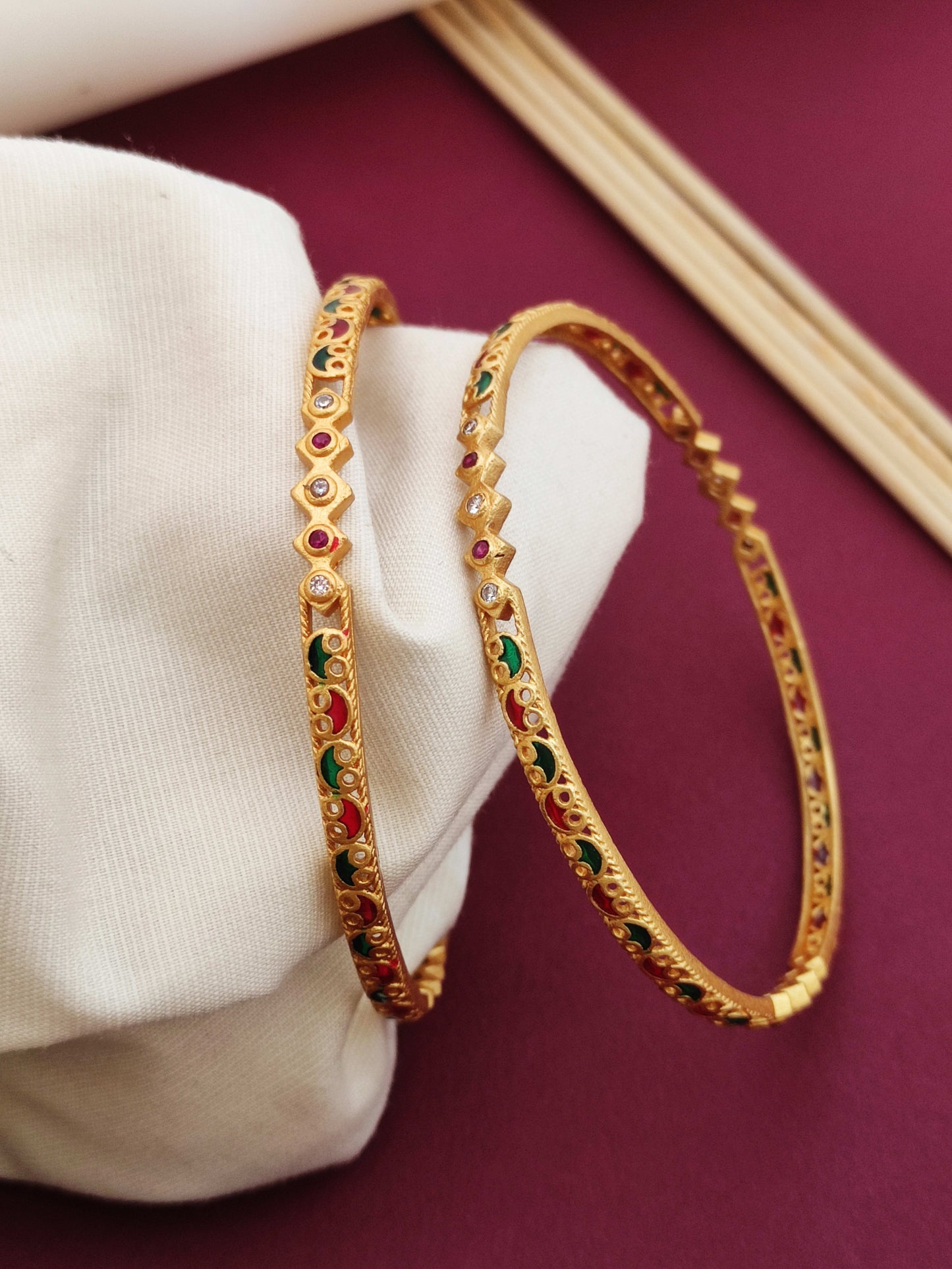 Stylish Beautiful Designer Daily Wear Bangles With Micro Gold Plating pack of 2 Pieces (1 pair)