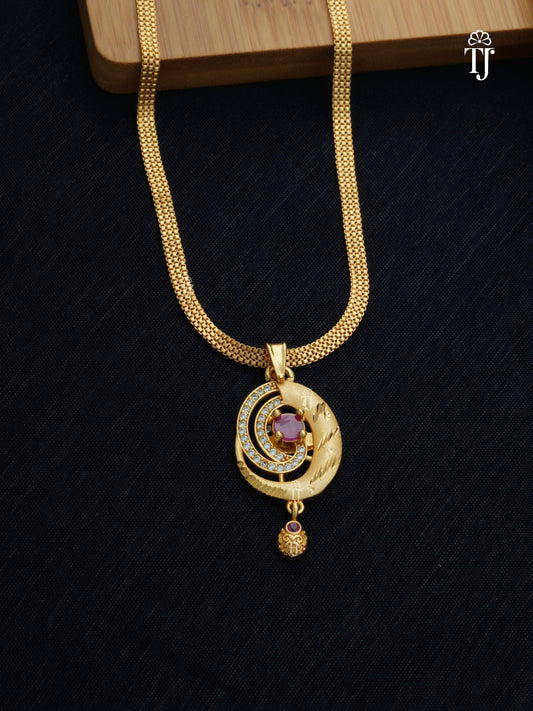 Women 1 Gram Gold Plated Pendant Set | Stylish Pendant and Earrings Set