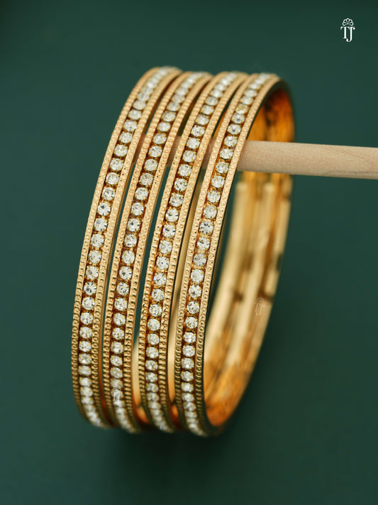 White Artificial Diamond Bangles Set of 4 | Stunning White Diamond Bangle Set