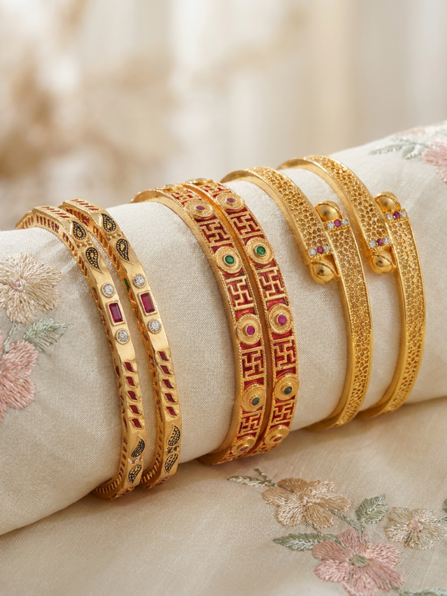 Premium Artificial Brass Bangle | Stylish Bangles for Daily Wear | Combo Set of 6 Pcs (3 Pairs)
