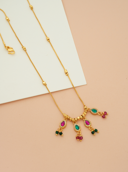 Gold-Plated Necklace for Women | Multi-Colour Kundan & Ad Diamond Jewellery