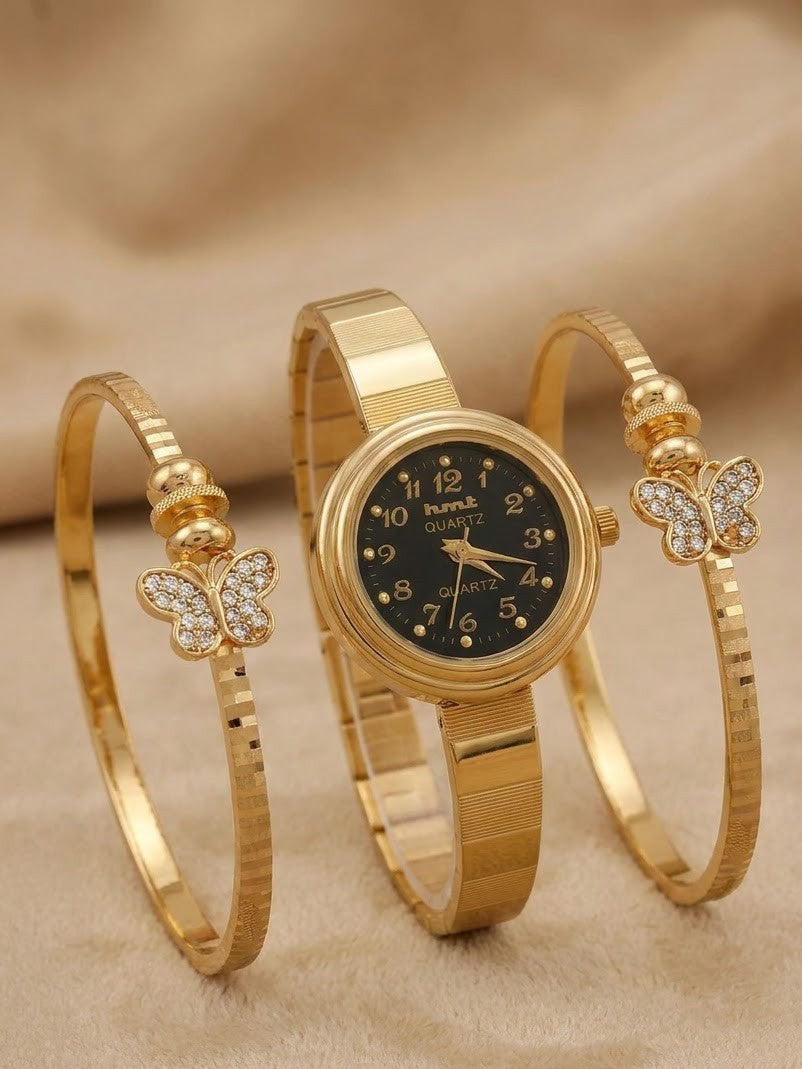 Butterfly Bracelet Watch Combo Set