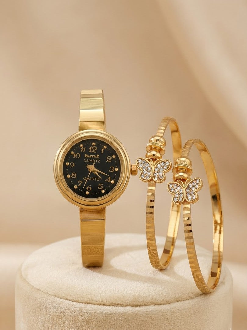 Butterfly Bracelet Watch Combo Set