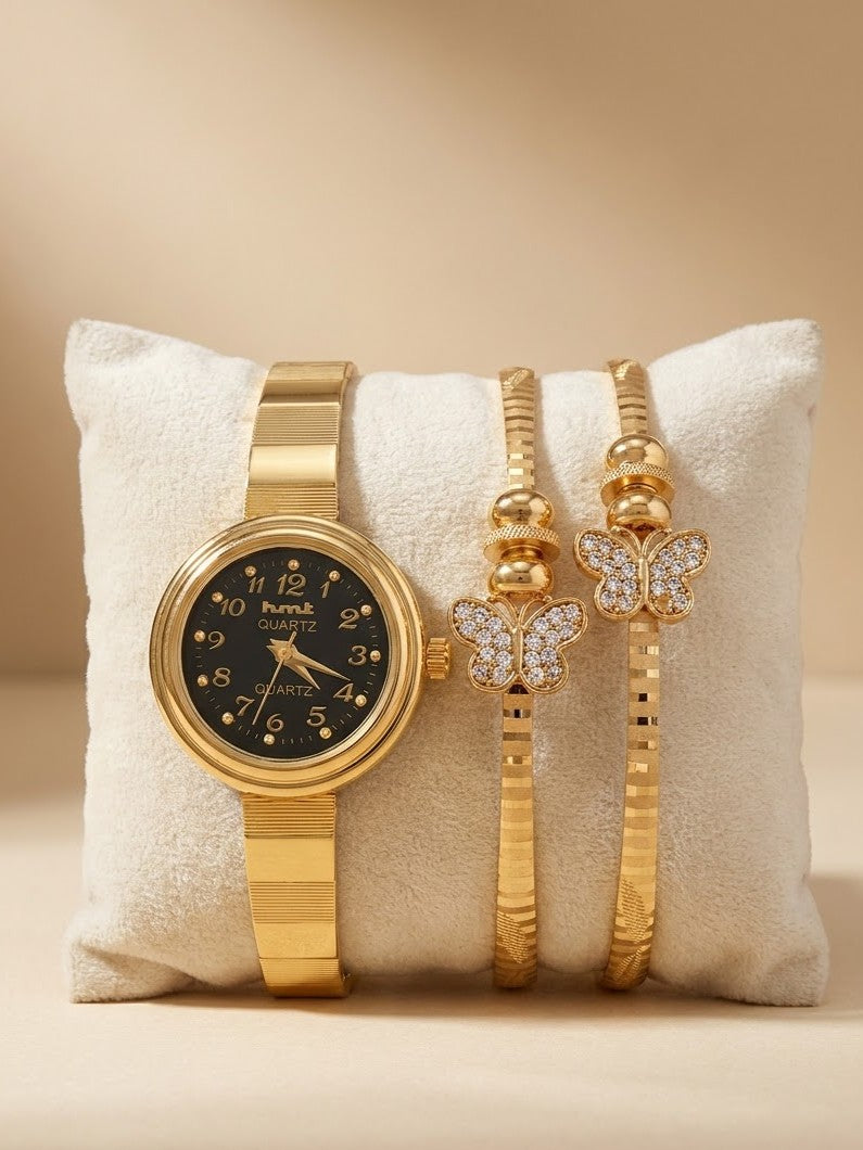 Butterfly Bracelet Watch Combo Set
