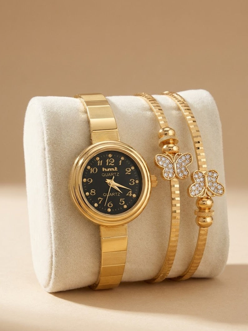 Butterfly Bracelet Watch Combo Set