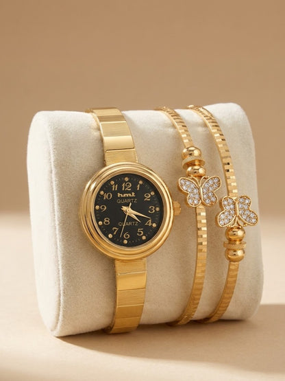 Butterfly Bracelet Watch Combo Set