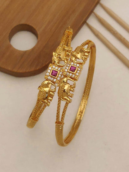 Stylish Daily Wear Golden Bangles With American Diamond