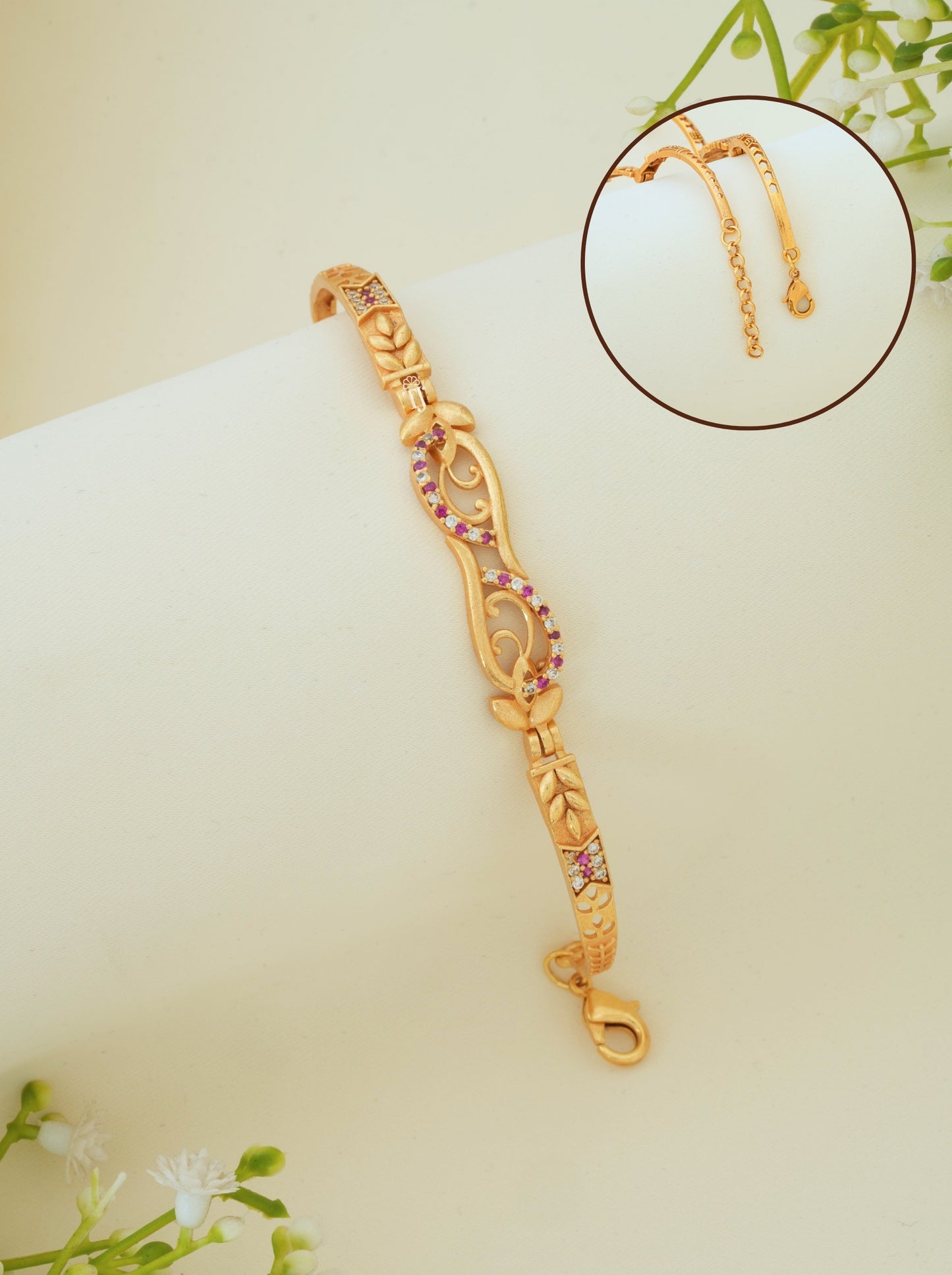 AD Diamond Bangle Bracelet for Women | Micro Gold Plated Free Size Bangle Bracelet