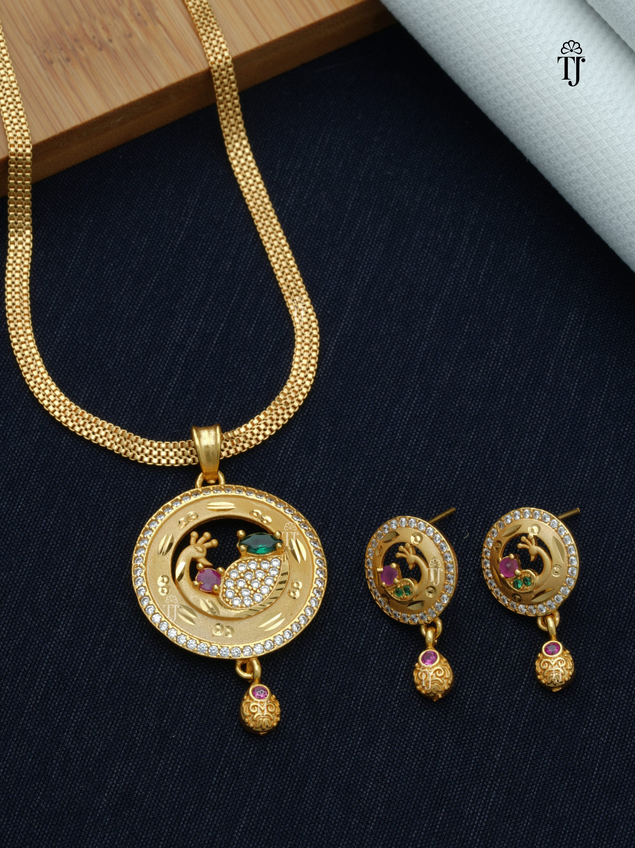 Affordable Artificial Gold Jewellery for Gifting | Charming Pendant and Earrings Set for Women