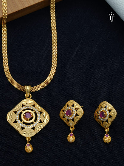 Artificial Gold Pendant Set for Women | Stylish Pendant and Earrings Set