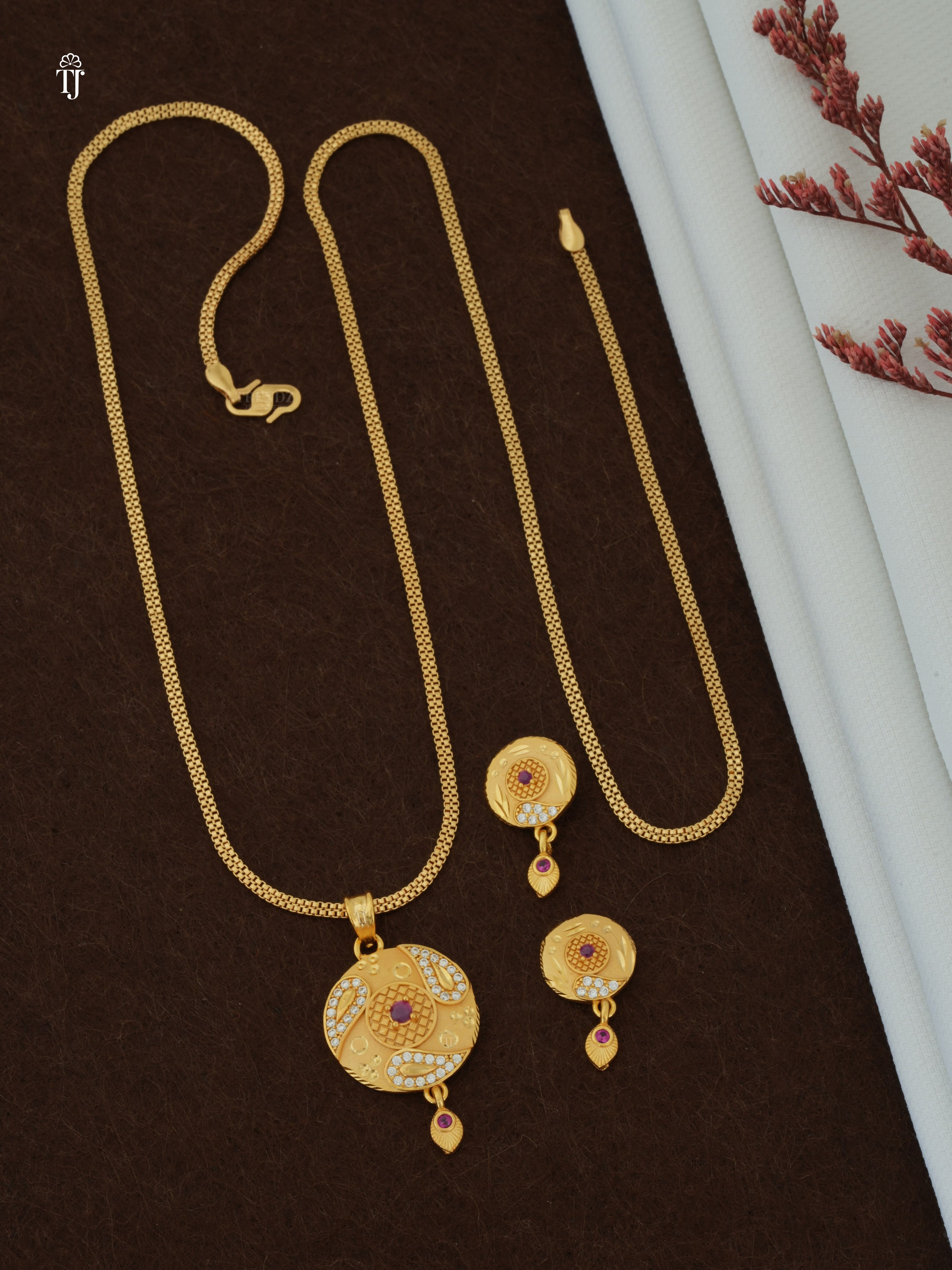 Artificial Pendant Set for Girls | Rare Designer Pendant & Earrings (1 Set)