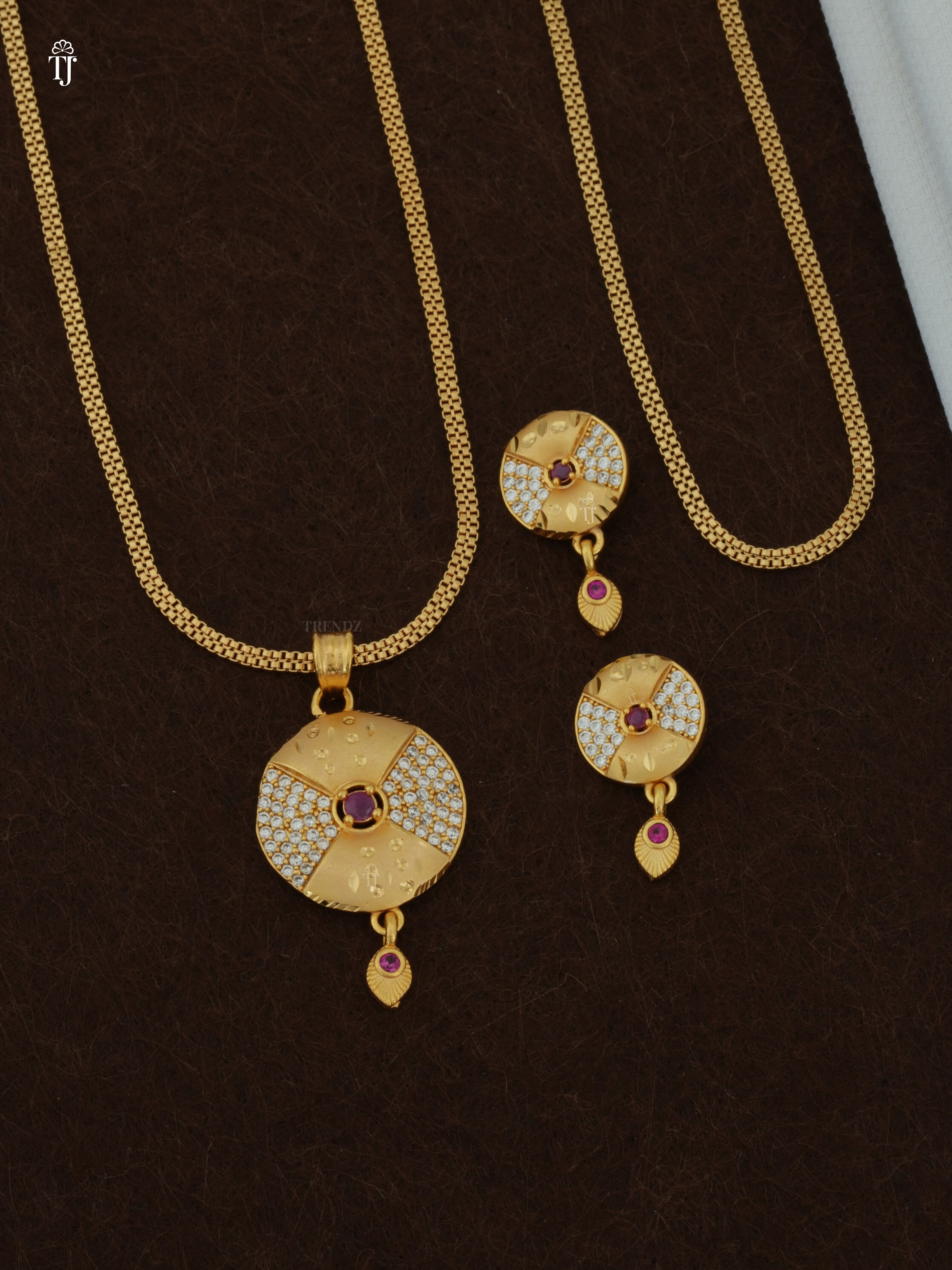 Artificial Pendant Set with Earrings | Designer Gold Finish (1 Set)