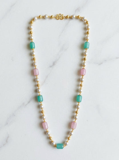Beautiful Monalisa Stone Mala With Pearls