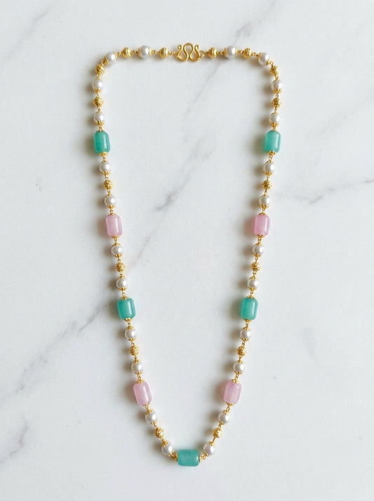 Beautiful Monalisa Stone Mala With Pearls