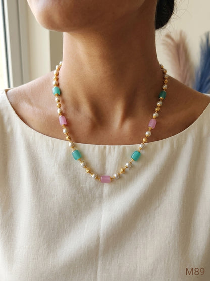 Beautiful Monalisa Stone Mala With Pearls