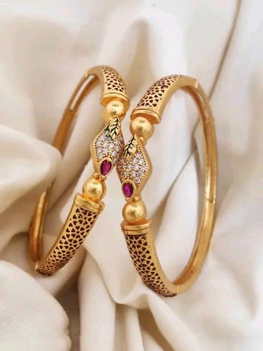 Beautiful Daily Wear Bangles With AD Stones Pack Of 2 Pieces ( 1 Pair )