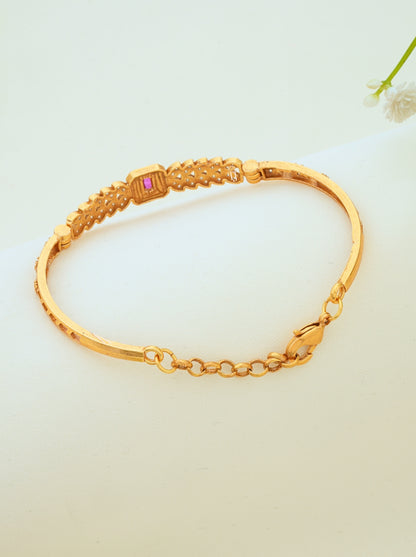 Beautiful Designer Bangle Bracelet for Women | Micro Gold Plated Ruby AD Diamond Bracelet