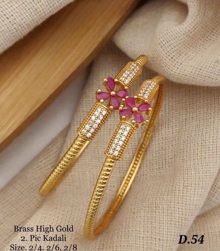 Beautiful Designer Bangles With AD Look Pack Of 2 Piece (1 Pair)