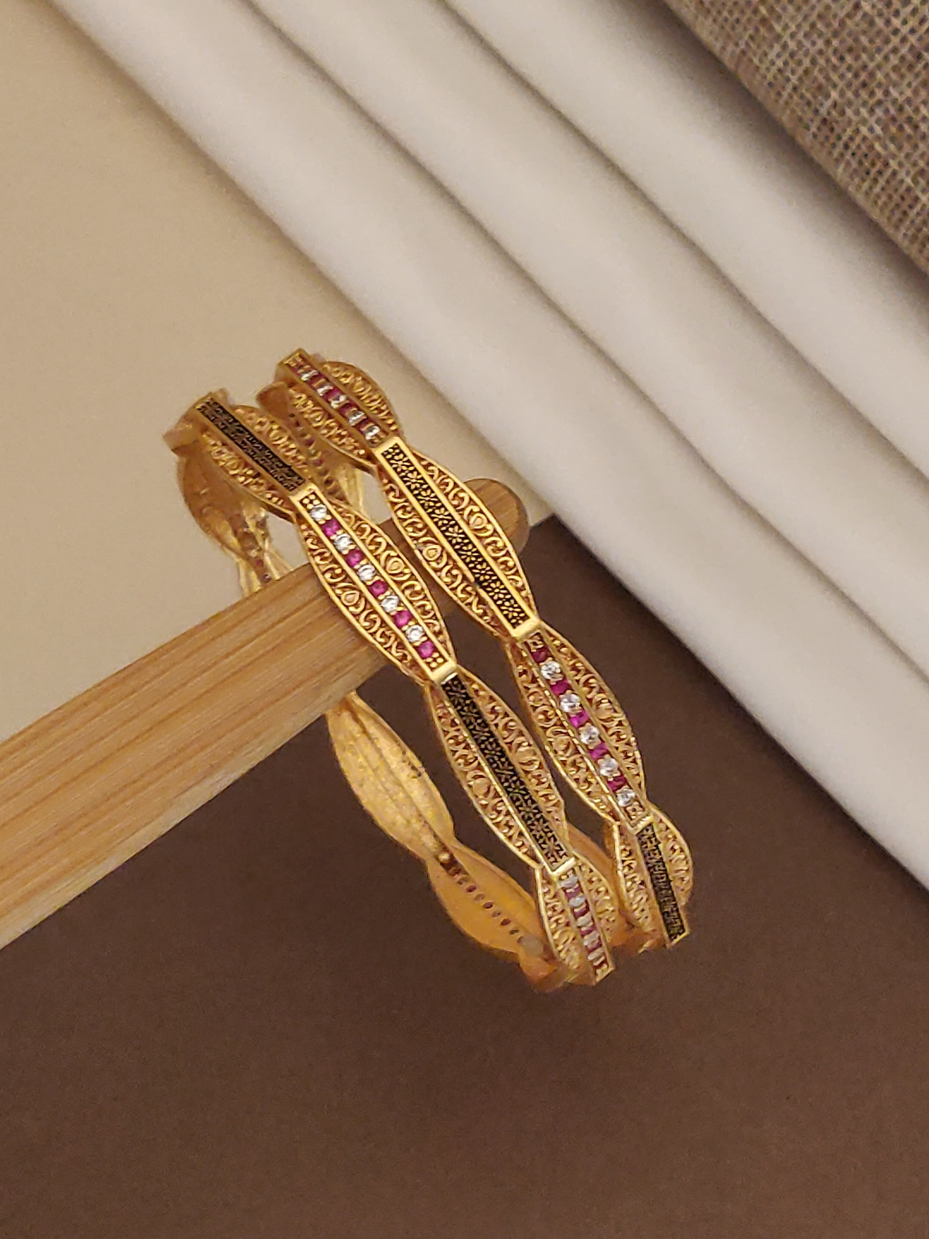 Beautiful Designer Daily Wear Bangles With High Gold Finish Work ...