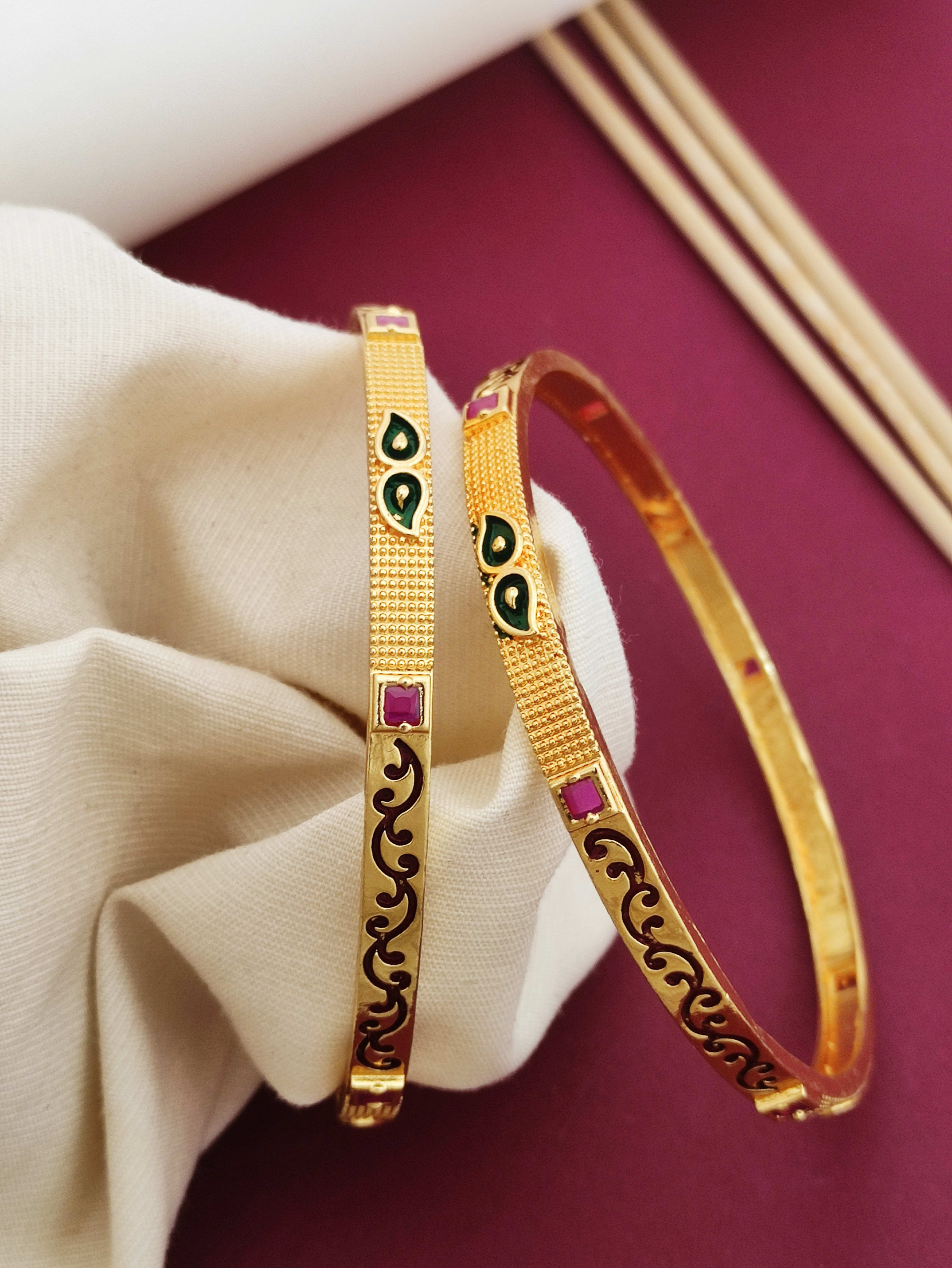 Beautiful Meena Work With Micro Gold Finish Work Pack Of 2 Pieces ( 1 Pair )