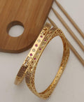 Beautiful Square Shape Bangles With AD Stone With Micro Gold pack of 2 Pieces ( 1 pair )