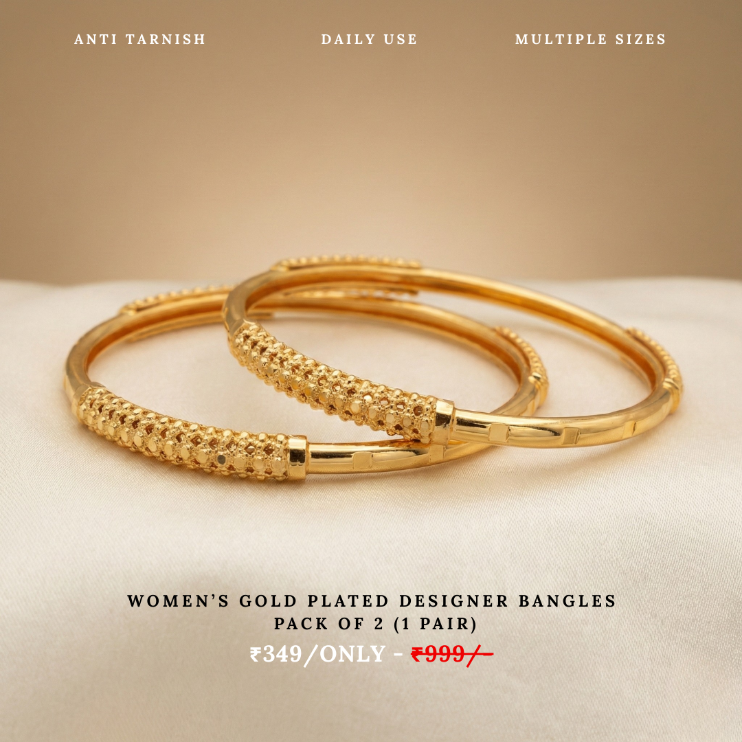 Women’s Gold Plated Designer Bangles – Pack of 2 (1 Pair)