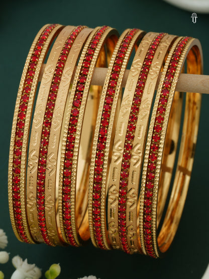 Buy CNC Bangles Online | Red Rare Special Shape Design Set for Women