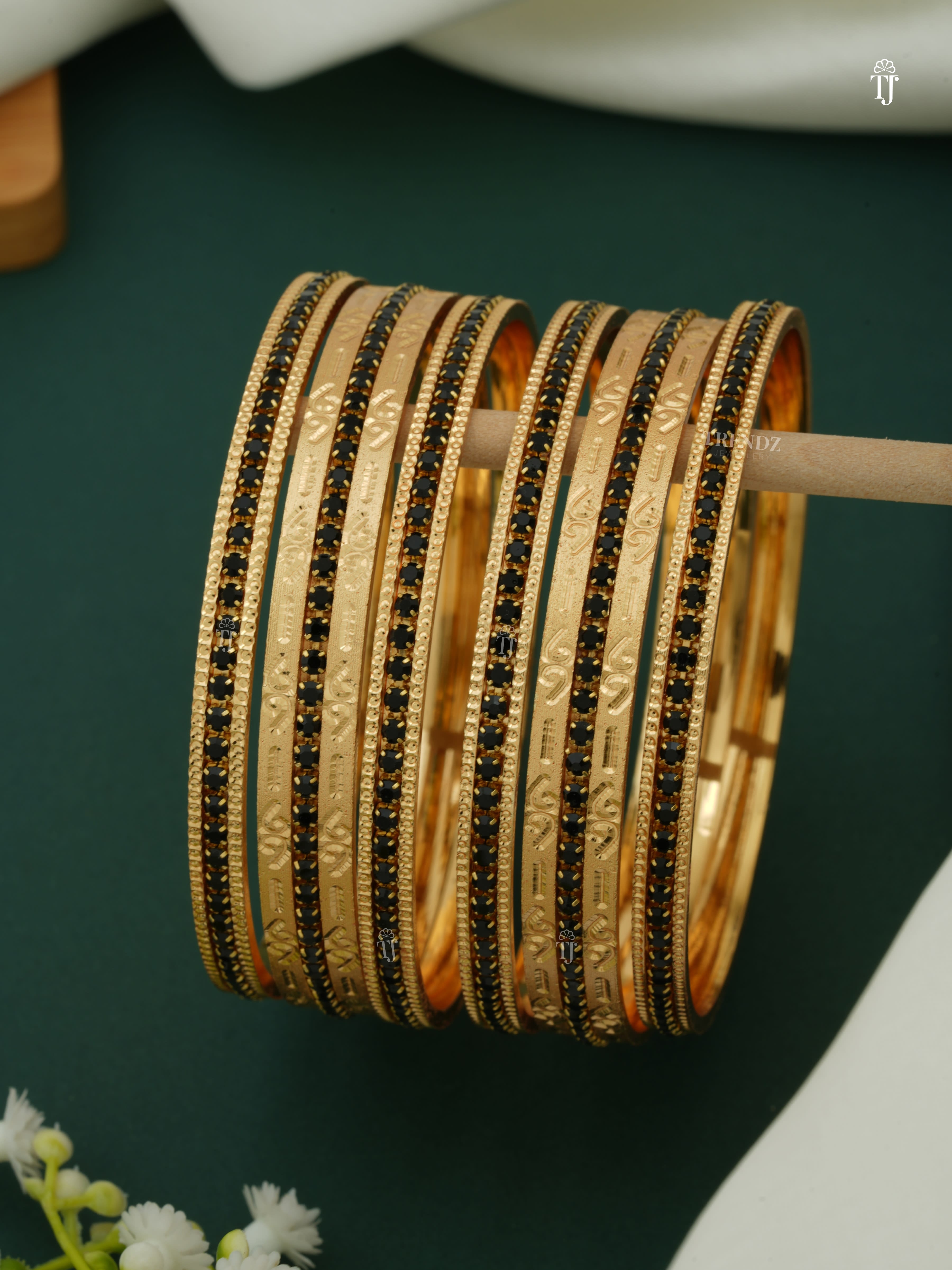 CNC Bangles for Women | Black Modern CNC Cut Bangles