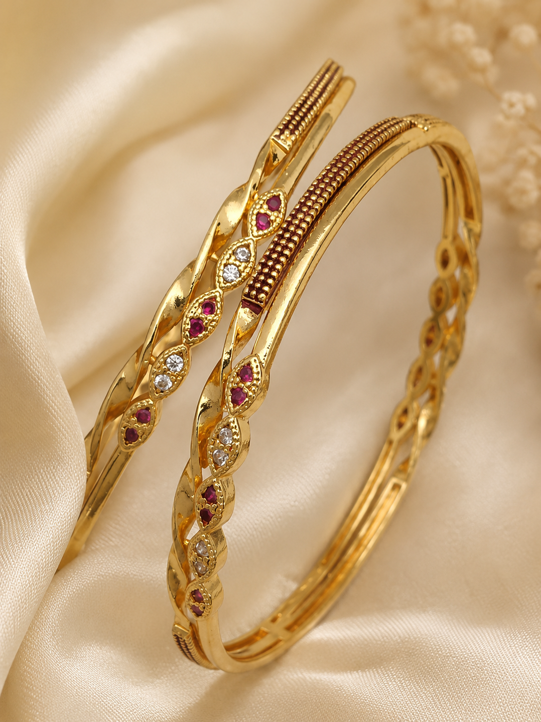 Stylish Oxodise Bangles With Micro Gold Finish Pack Of 2 Pieces ( 1 Pair )