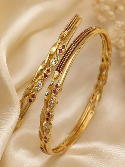 Stylish Oxodise Bangles With Micro Gold Finish Pack Of 2 Pieces ( 1 Pair )