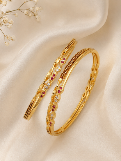 Stylish Oxodise Bangles With Micro Gold Finish Pack Of 2 Pieces ( 1 Pair )