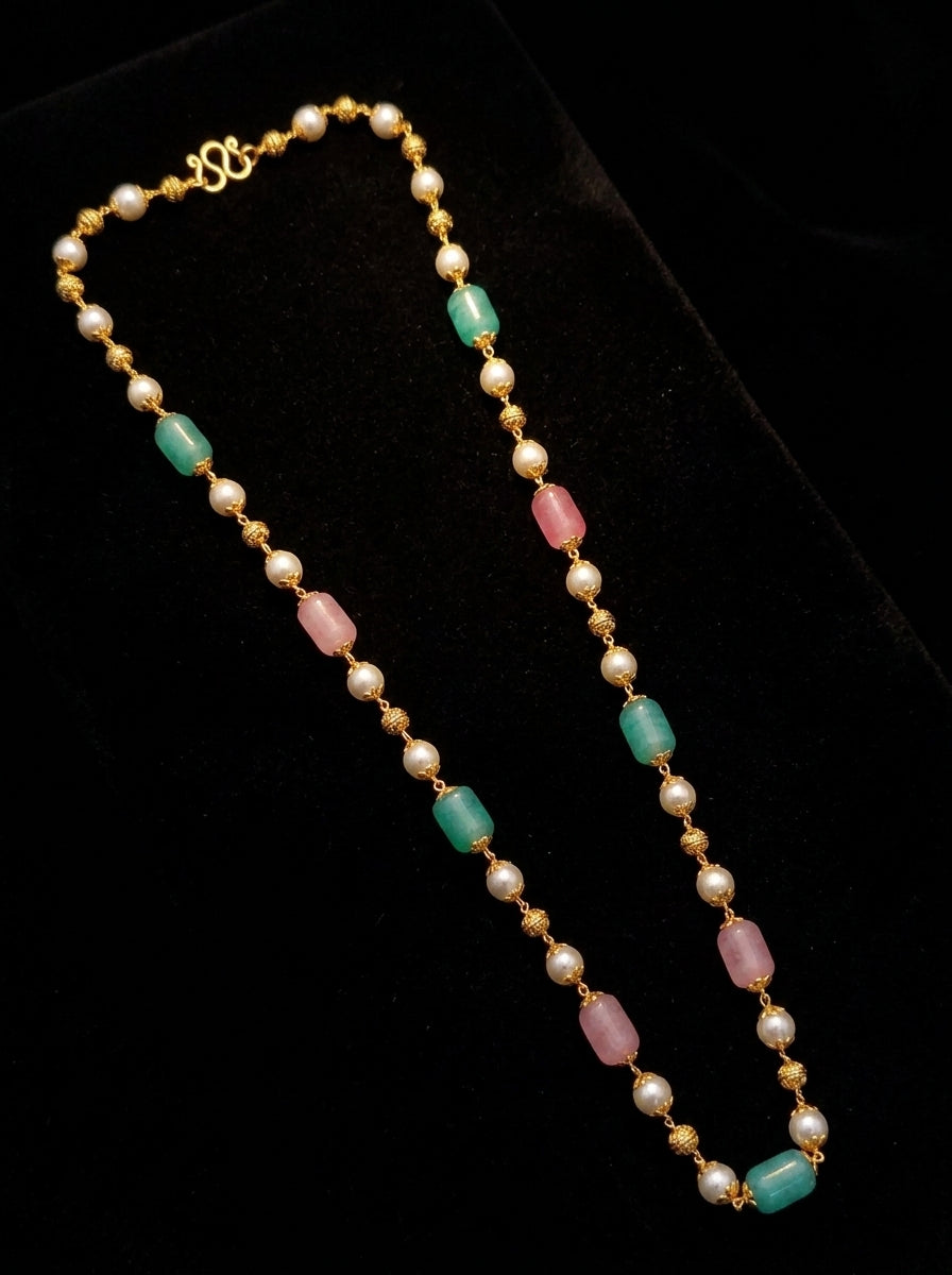 Beautiful Monalisa Stone Mala With Pearls