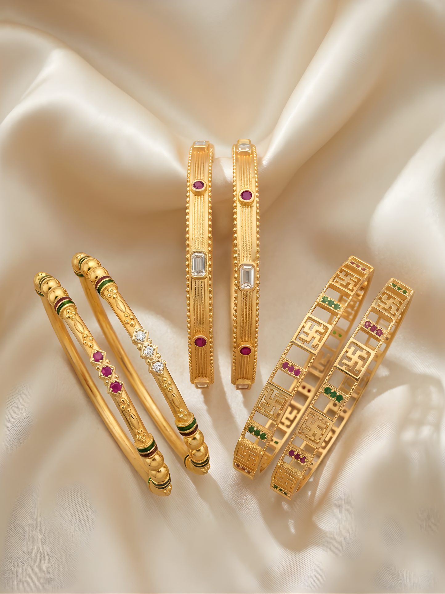High Gold Finish Brass Bangles Set | Premium Quality Bangles for Everyday Wear | Combo Set of 6 Pcs (3 Pair)