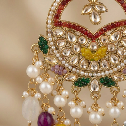 Stunning Multicolor Stone Chandbali Earrings