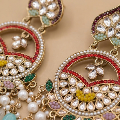 Stunning Multicolor Stone Chandbali Earrings