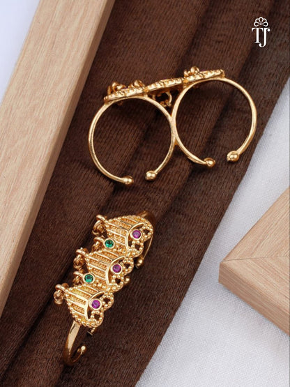 Fancy  Adjustable Artificial Rings | Trendy Free Size Brass Ring for Women & Girls (1 Pc)