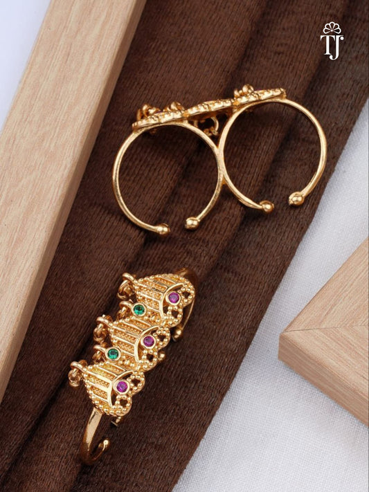 Fancy  Adjustable Artificial Rings | Trendy Free Size Brass Ring for Women & Girls (1 Pc)