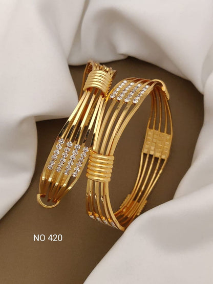 Stylish American Diamond Bangles With Micro Gold Finish Pack Of 2 Piece (1 Pair)
