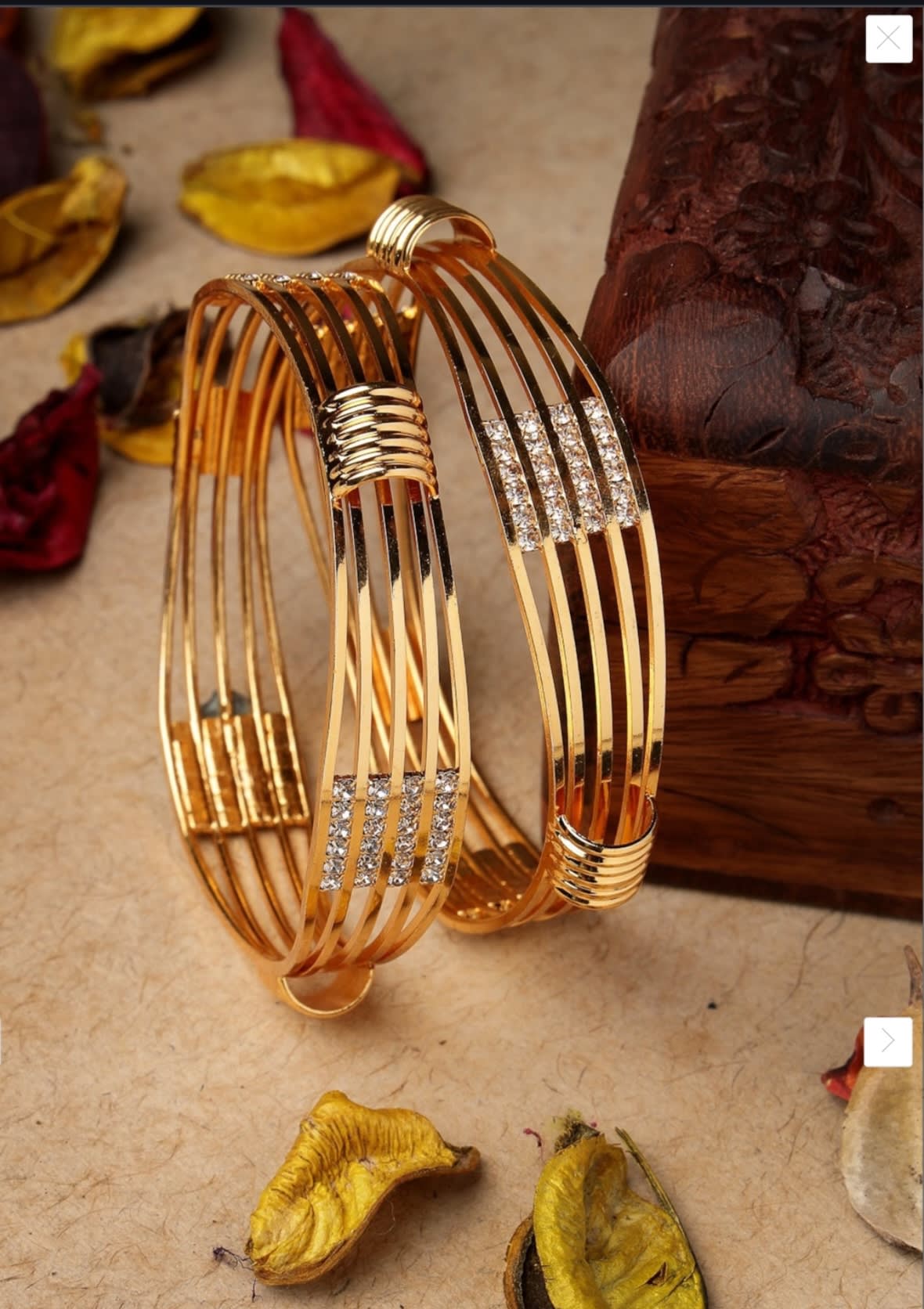 Stylish American Diamond Bangles With Micro Gold Finish Pack Of 2 Piece (1 Pair)