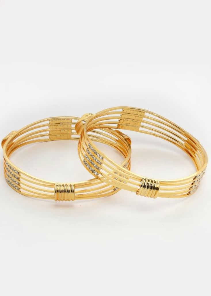 Stylish American Diamond Bangles With Micro Gold Finish Pack Of 2 Piece (1 Pair)