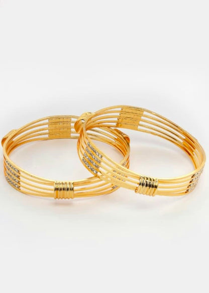 Stylish American Diamond Bangles With Micro Gold Finish Pack Of 2 Piece (1 Pair)