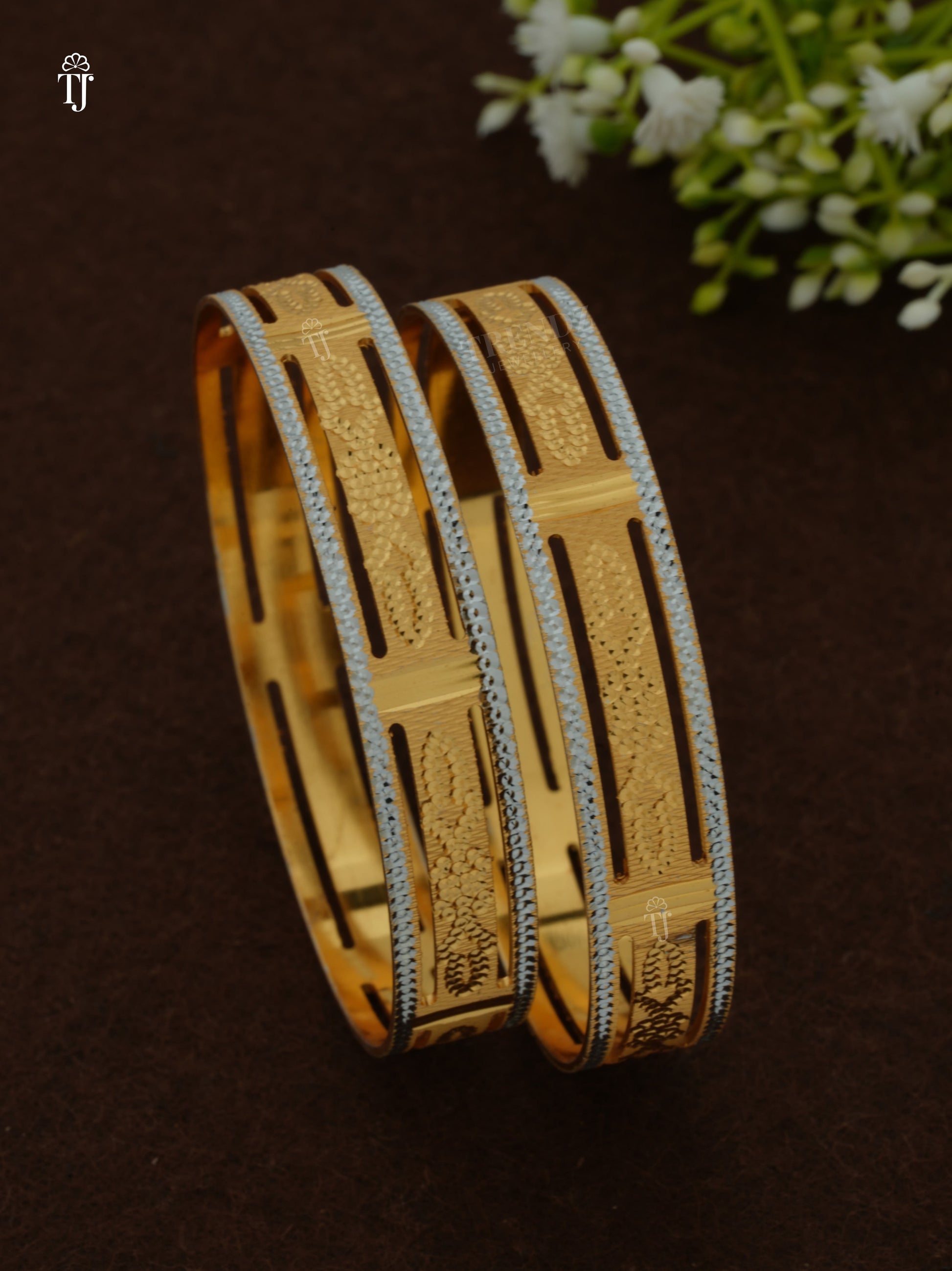 Gold Forming CNC Bangles | Stylish 2-Bangle Set for Women (1 Pair)