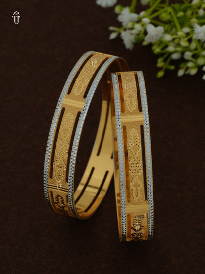 Gold Forming CNC Bangles | Stylish 2-Bangle Set for Women (1 Pair)