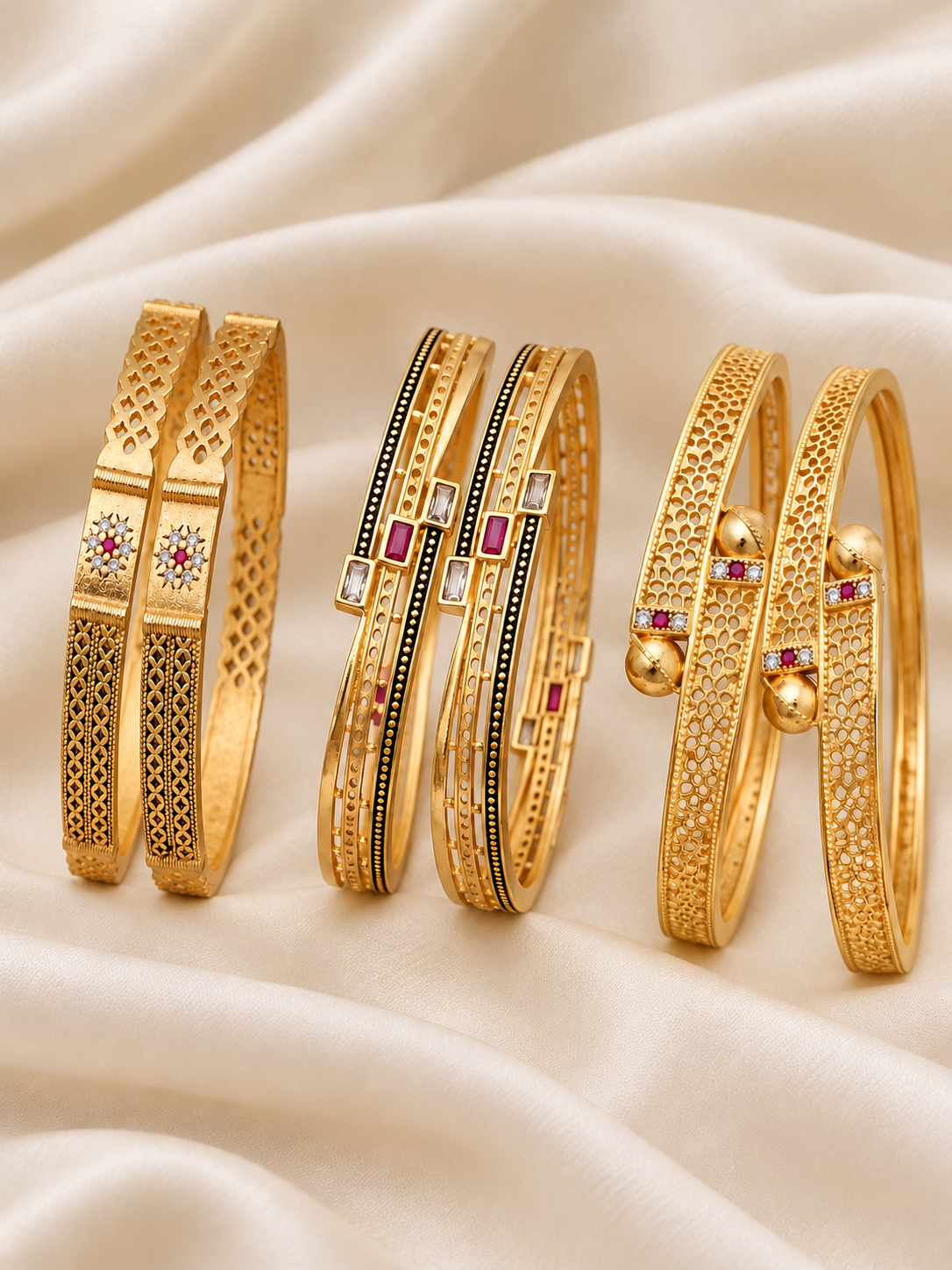 Premium Artificial Brass Bangless | Stylish Bangle for Daily Wear | Combo Set of 6 Pcs (3 Pairs)