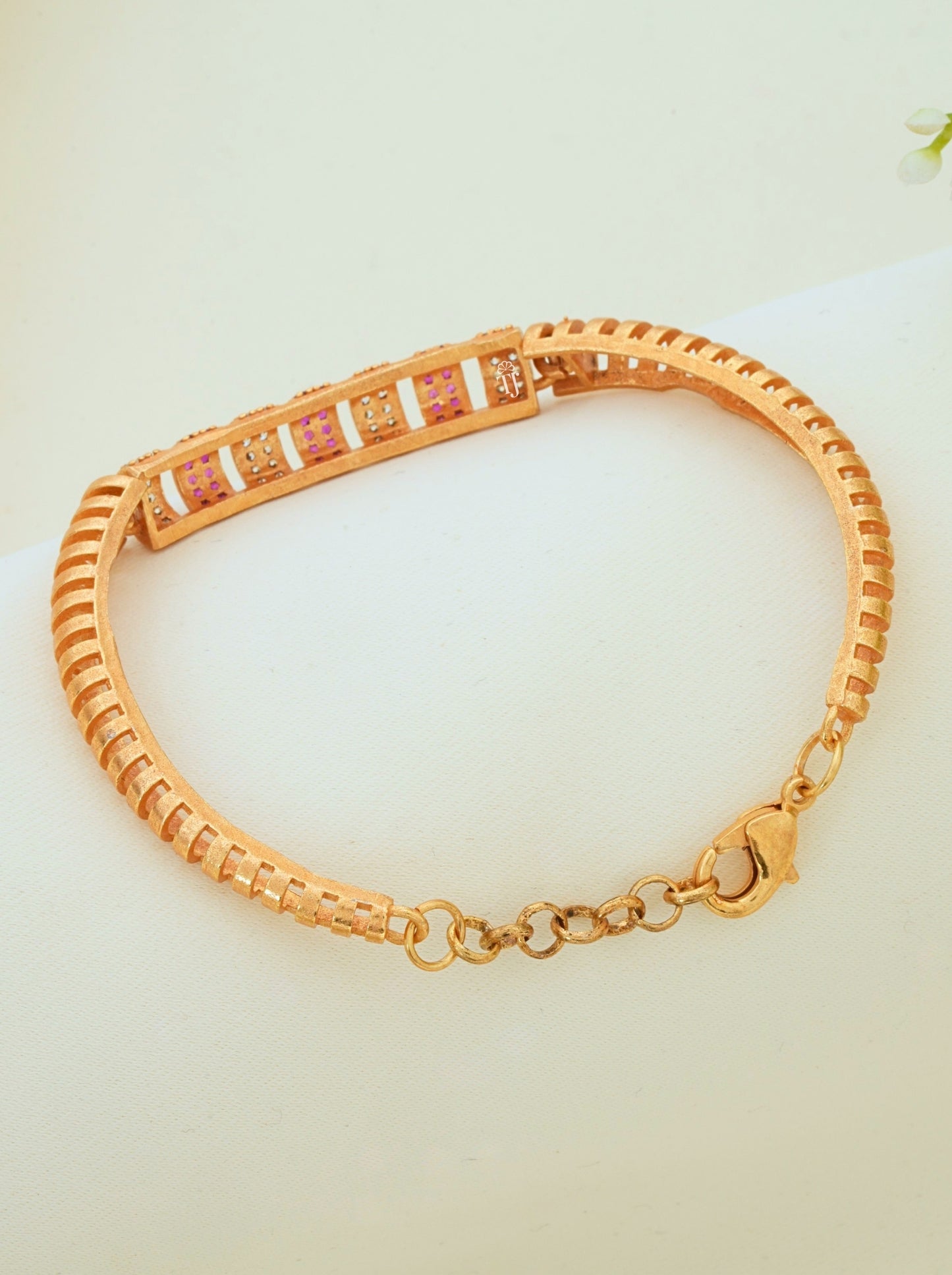 Latest Bangle Bracelet Designs for Women | Micro Gold Plated Ruby AD Diamond Bracelet