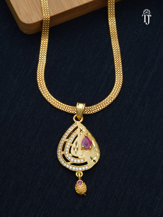 Latest Design Gold Plated Pendant Set | Trendy Pendant and Earrings Set for Women
