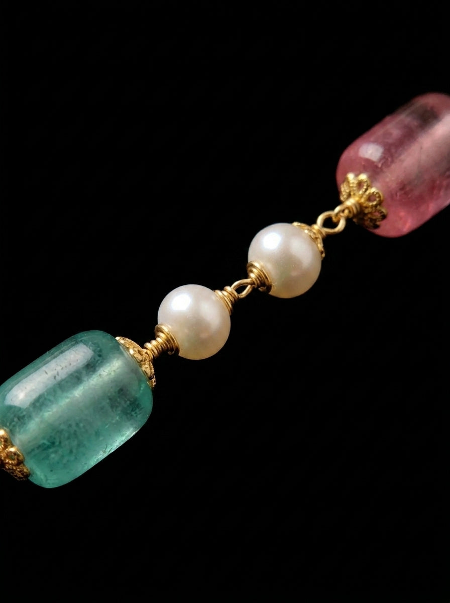 Beautiful Monalisa Stone Mala With Pearls