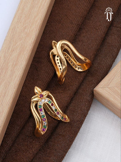 Modern Adjustable Artificial Rings for Ladies | Trendy Free Size Brass Ring (1 Pc)